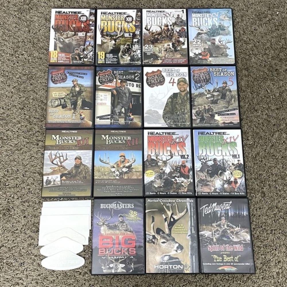 Lot Of 15 Realtree‎ Hunting DVDs Ted Nugent Roadtrip Signed By Michael Waddell